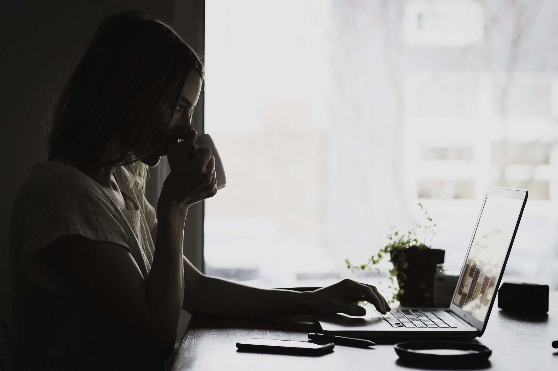 woman researching online
